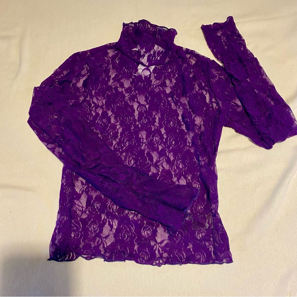 Out from Under purple sheer lace top